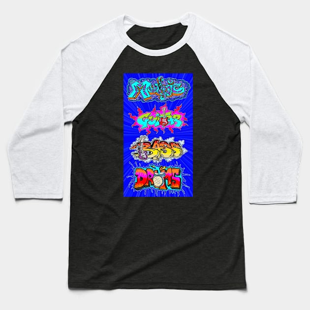 Blue Graffiti tag skater pop Art Baseball T-Shirt by LowEndGraphics